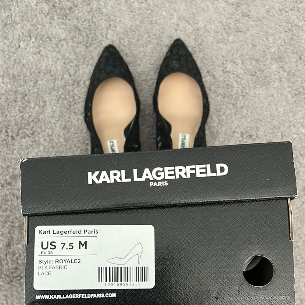 Karl Lagerfeld Black Lace Women's Shoes - Picture 5 of 6